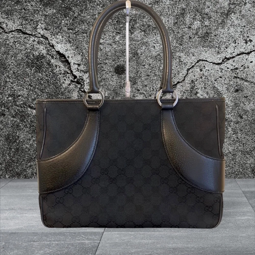 Gucci Satchel Shoulder Bag Black Limited Edition Rare Like New GG Vintage - Picture 3 of 16